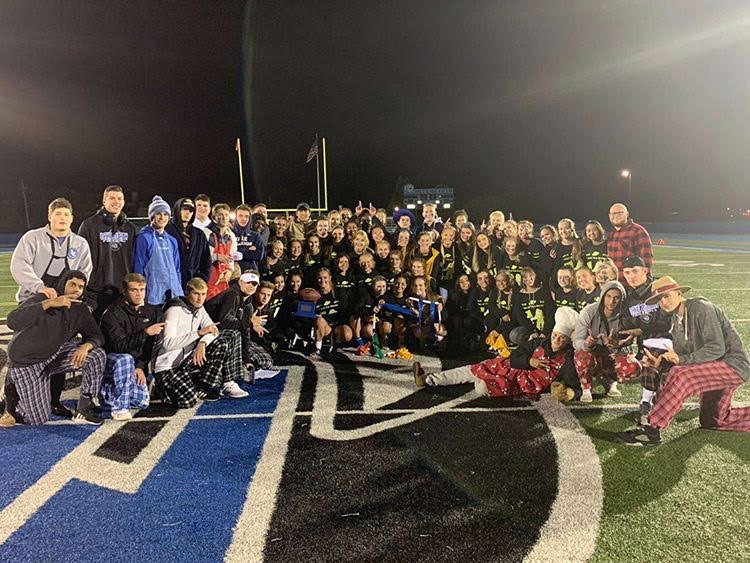 All girls and coaches who participated in the Powderpuff game. The game was a great way to have fun right before homecoming.