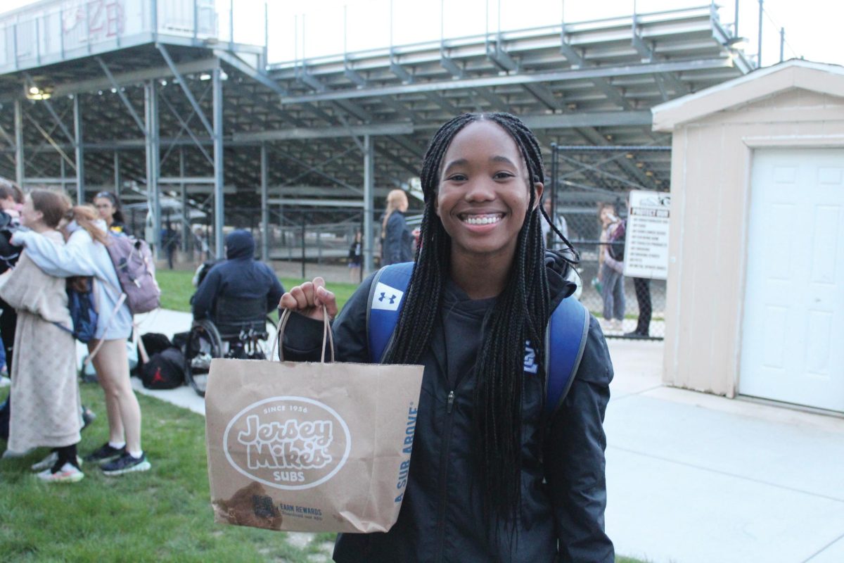 Kendall Flournoy showcases her weekly Jersey Mikes she brings to each track meet. Her routine helps her to compete fueled and focused. 
